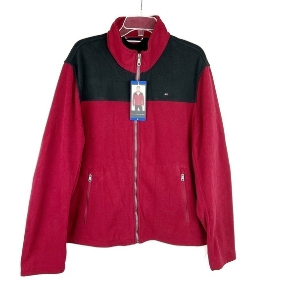 NEW-TOMMY Hilfiger Classic Zip Front Polar Fleece Jacket In Contrast Colors - Picture 1 of 15